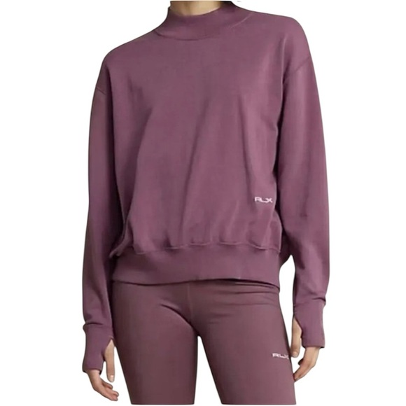 New Ralph Lauren RLX Embroidered-Logo Mock-Neck Jumper Sz XL Purple Preppy Golf - Picture 1 of 11